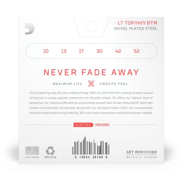 D'Addario XSE1052, Strenges�t til elektrisk guitar, XS Coated .010-.052